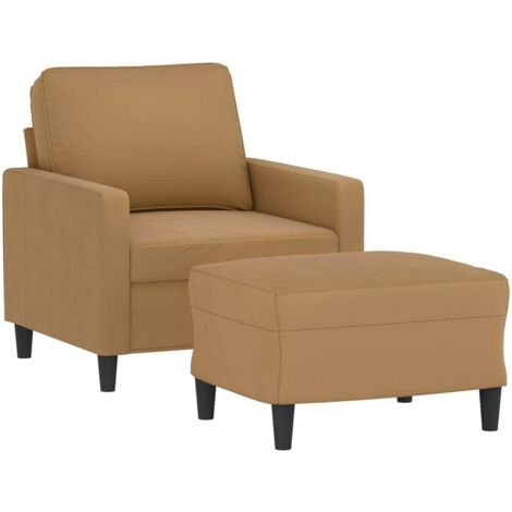 Fauteuil avec repose-pied Marron 60 cm Velours vidaXL (1/5)