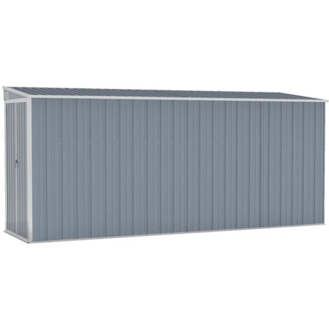 Vidaxl – Abri de jardin mural en acier galvanisé 118x382x178 cm – Résistant aux intempéries – Accès facile avec portes à double ouverture