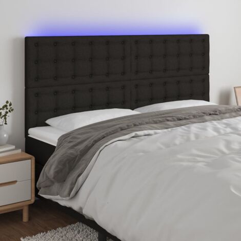 Tête de lit à LED Noir 160x5x118/128 cm Tissu vidaXL