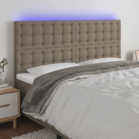 Tête de lit à LED Taupe 180x5x118/128 cm Tissu vidaXL
