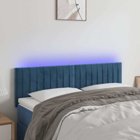 Tête de lit à LED Bleu foncé 144x5x78/88 cm Velours vidaXL