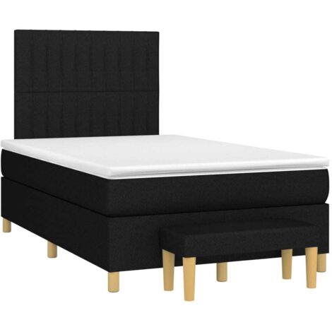 Sommier à lattes de lit avec matelas Noir 120x200 cm Tissu (1/5)