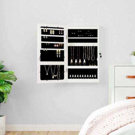 Armoire à bijoux avec miroir et éclairage LED mural blanc vidaXL