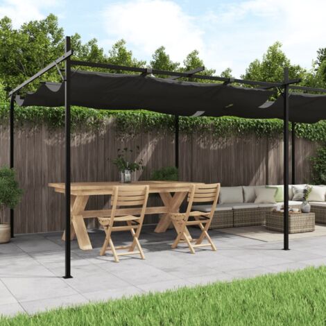 Vidaxl – Pergola toit rétractable anthracite 589x292x230 cm – Cadre en aluminium et acier – Résistance UV – Assemblage requis (1/5)