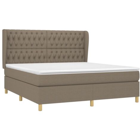 Sommier à lattes de lit avec matelas Taupe 180x200 cm Tissu vidaXL (1/5)