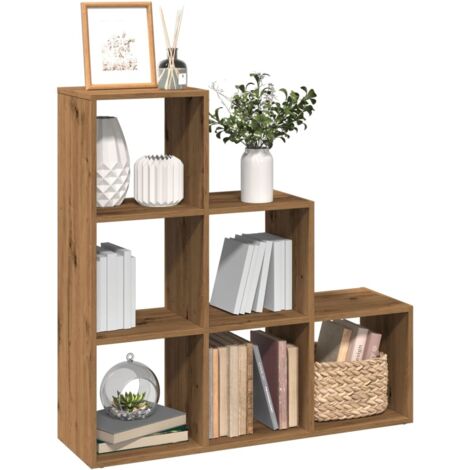 Vidaxl – Étagère séparatrice de pièce 3 niveaux – Bois d'ingénierie chêne artisanal – Dimensions 99x29x99 cm – 6 compartiments cubiques – Capacité 80 kg (1/5)