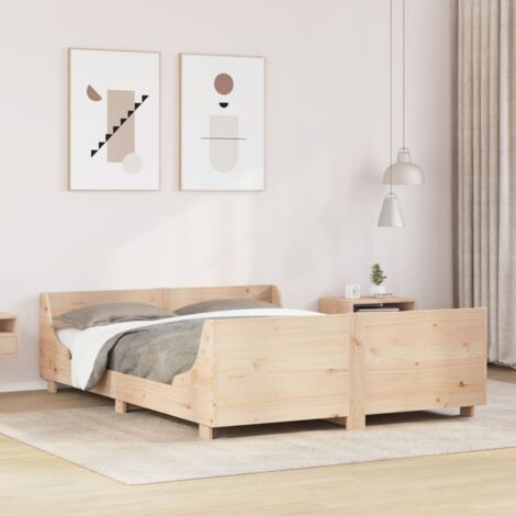 Vidaxl – Cadre de lit 140x190 cm en bois de pin massif – Structure robuste avec tête et pied de lit – Assemblage requis (1/5)
