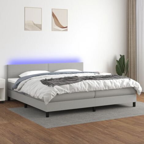 vidaXL Sommier à lattes de lit matelas LED Gris clair 200x200 cm Tissu (1/5)