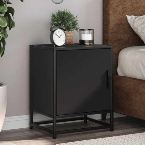vidaXL Table de chevet noir 40x31x50 cm bois d'ingénierie et métal (1/5)