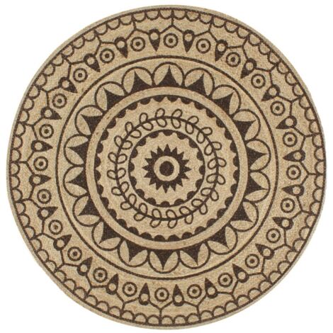 vidaXL Tapis fait à la main Jute avec imprimé marron foncé 120 cm
