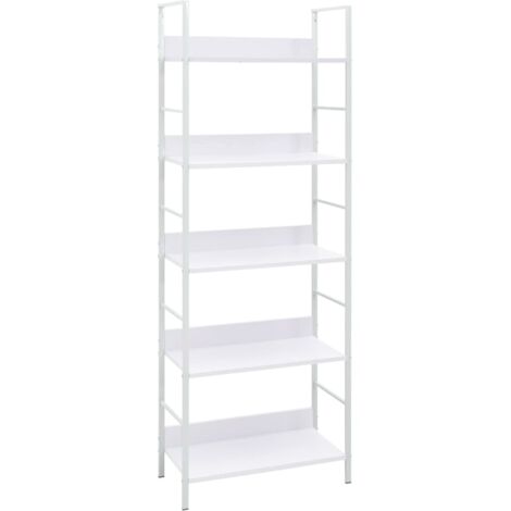 Vidaxl – Bibliothèque à 5 niveaux blanche en aggloméré et acier – Dimensions 60x27,6x158,5 cm – Capacité 75 kg – Design moderne et compact (1/5)