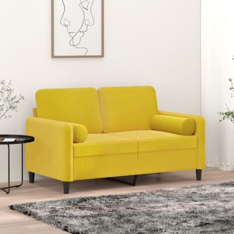 Coussins décoratifs lot de 2 Jaune Ø15x50 cm Velours vidaXL (1/5)