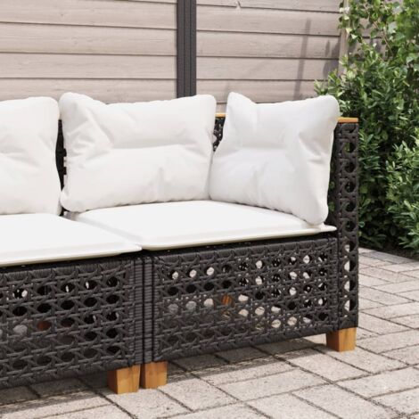 Vidaxl – Canapé d'angle de jardin noir en résine tressée – Coussins épais – Dimensions 63,5x63,5x62 cm – Résistant aux UV – Assemblage requis