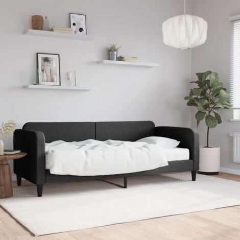 vidaXL Lit de jour avec matelas noir 80x200 cm tissu