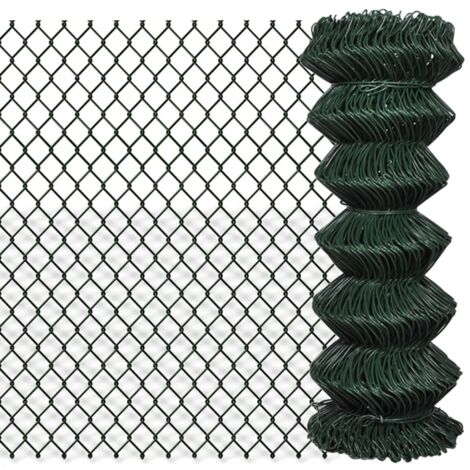 Vidaxl – Clôture à mailles losangées 1x25 m – Acier revêtu PVC vert – Résistante aux UV et intempéries – Grillage rigide durable