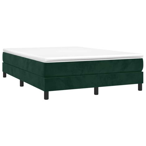 Vidaxl – Sommier à ressorts 140x190 cm – Velours vert foncé – Lattes en contreplaqué pour soutien optimal – Hauteur 25 cm (1/5)