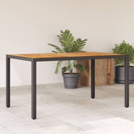 Vidaxl – Table de jardin en bois d'acacia noir – Dessus en résine tressée – Dimensions 150 x 90 x 75 cm – Résistante aux intempéries (1/5)