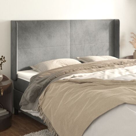 Tête de lit avec oreilles Gris clair 183x16x118/128 cm Velours vidaXL (1/5)