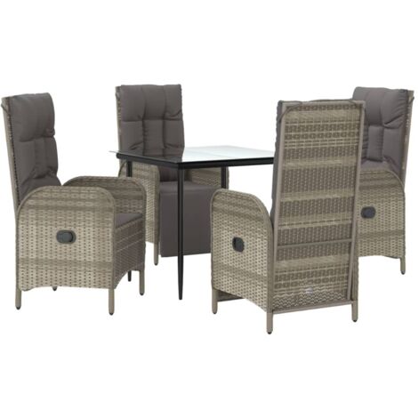 vidaXL Ensemble à manger de jardin coussins 5 pcs noir et gris (1/5)