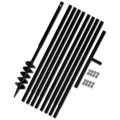Vidaxl – Tarière manuelle 1 m avec tube d'extension 9 m – Acier super résistant pour aération compost et mélange sols – Diamètre 100 mm