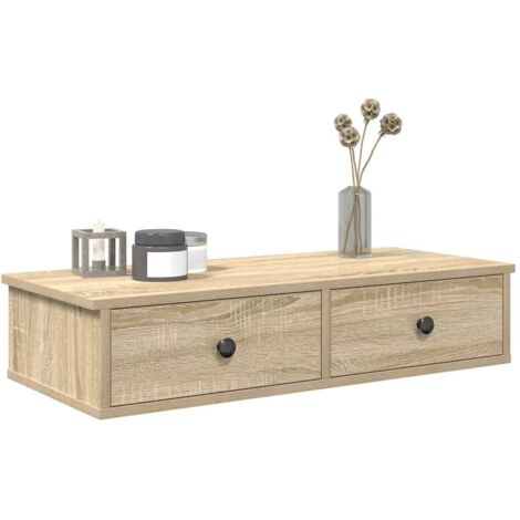 vidaXL Wall Shelf with Drawers Sonoma Oak 80x34x17 cm Engineered Wood