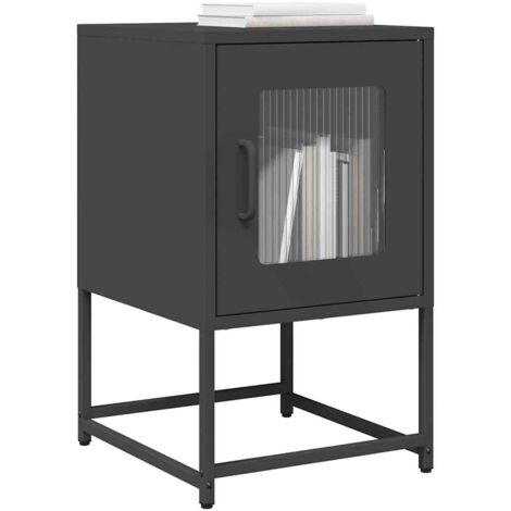 vidaXL Table de chevet noir 36x39x60,5 cm acier laminé à froid (1/5)