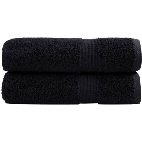 Serviettes de douche de qualité supérieure SOLUND 2 pcs noir vidaXL