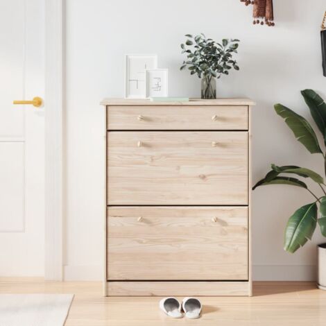 Armoire à chaussures ALTA 77x35x96 cm bois massif de pin vidaXL (1/6)