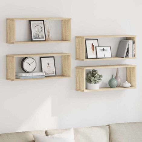 Vidaxl – Étagères murales cube 4 pcs chêne sonoma 60x15x23 cm – Aggloméré – Capacité de charge 40 kg – Système de montage invisible - vidaXL732916