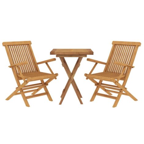 Ensemble à manger de jardin 3 pcs Bois de teck massif vidaXL (1/5)