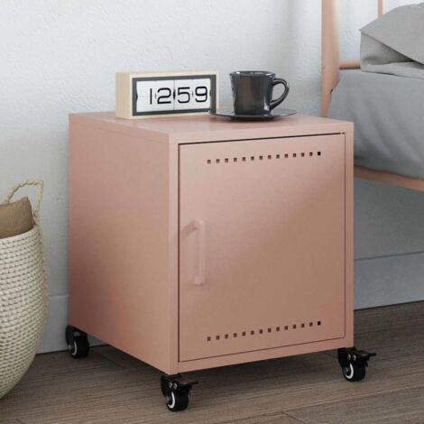 vidaXL Bedside Cabinet Pink 36x38,5x43,5 cm Steel