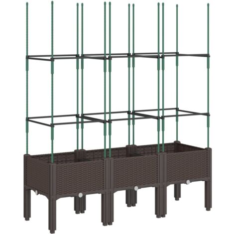 Jardinière avec treillis marron 120x40x142,5 cm PP vidaXL (1/5)