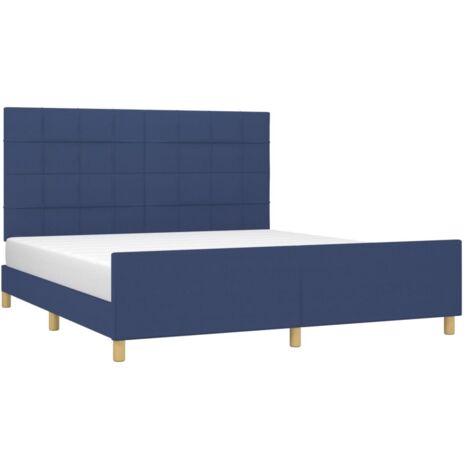 Cadre de lit avec tête de lit Bleu 160x200 cm Tissu (1/5)
