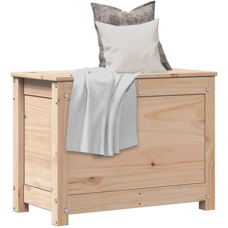 Vidaxl – Boîte de rangement en bois massif de pin 60x32x45,5 cm – Couvercle à levage hydraulique – Grand espace de rangement pour objets essentiels