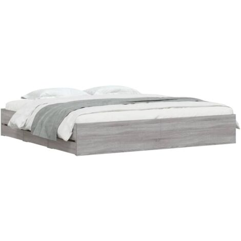 Cadre de lit avec tiroirs sans matelas sonoma gris 180x200 cm vidaXL