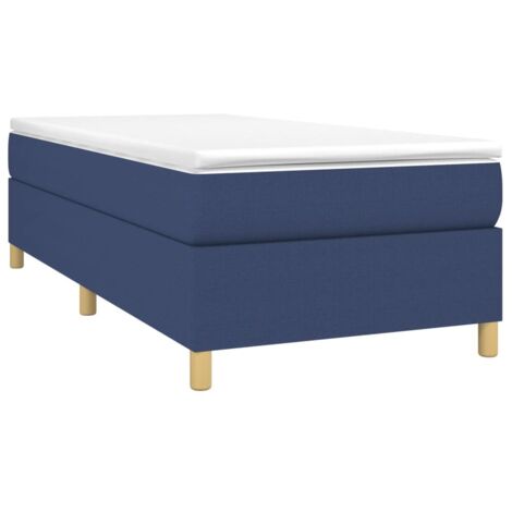 Sommier à lattes de lit avec matelas Bleu 90x190 cm Tissu (1/5)