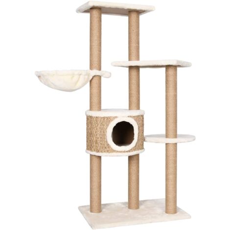 Vidaxl – Arbre à chat 126cm avec poteaux en herbe marine – 3 niveaux – Maison et panier inclus – Pour chats et chatons (1/5)