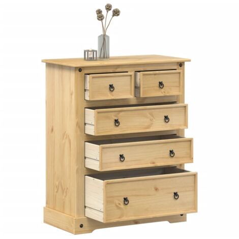 vidaXL Commode Corona 92x48x114 cm Bois massif de pin marron (1/5)