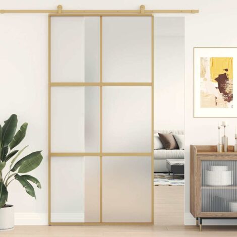 Porte coulissante doré 102,5x205 cm verre ESG dépoli aluminium vidaXL