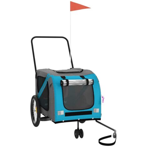 Remorque de vélo pour animaux de compagnie bleu et gris vidaXL