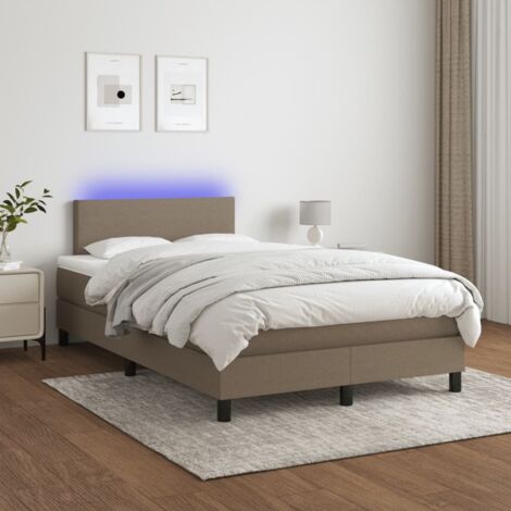 vidaXL Sommier à lattes de lit avec matelas LED Taupe 120x200 cm Tissu (1/5)