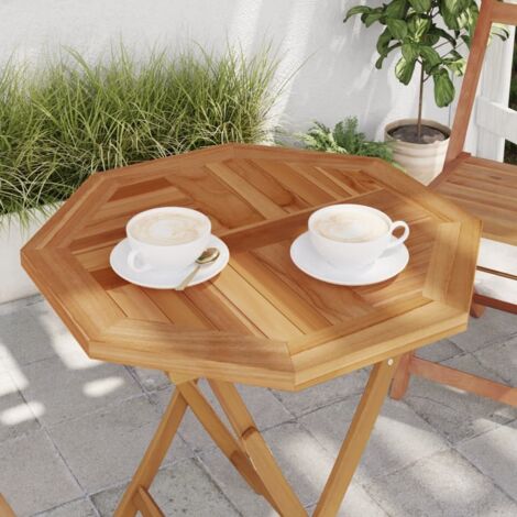 Vidaxl – Dessus de table octogonal 60x60x2,5 cm en bois de teck massif – Finition à base d'eau – Résistant aux intempéries – Trou pour parasol