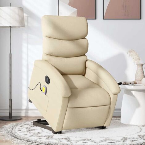 Fauteuil inclinable de massage électrique Crème Tissu vidaXL (1/5)