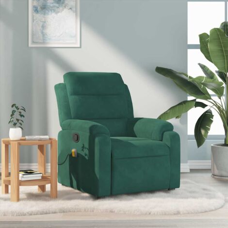 Fauteuil de massage inclinable vert foncé velours vidaXL