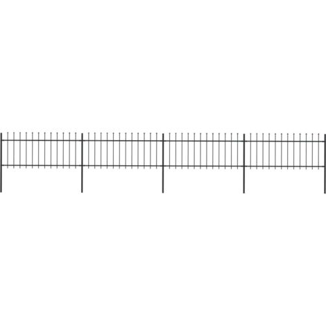 vidaXL Garden Fence with Spear Top Steel 714.5x80 cm Black