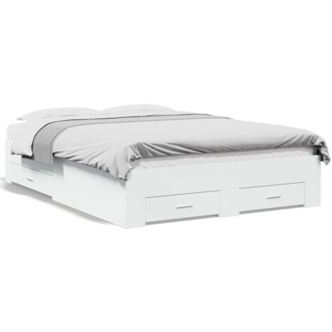 Cadre de lit avec tiroirs sans matelas blanc 135x190 cm vidaXL (1/8)