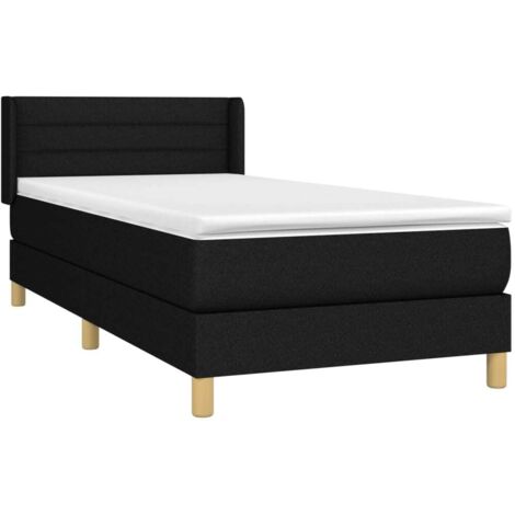 Sommier à lattes de lit avec matelas Noir 100x200 cm Tissu vidaXL (1/5)