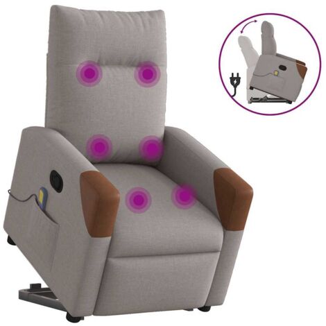 vidaXL Fauteuil inclinable de massage Taupe Tissu (1/5)