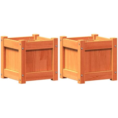 vidaXL Garden Planters 2 pcs Wax Brown Solid Wood Pine