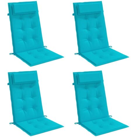 Coussins de chaise à dossier haut lot de 4 turquoise vidaXL (1/5)